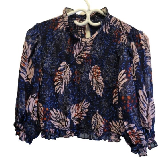 Zarax crop blouse, long balloon sleeve  smock body - Picture 1 of 4
